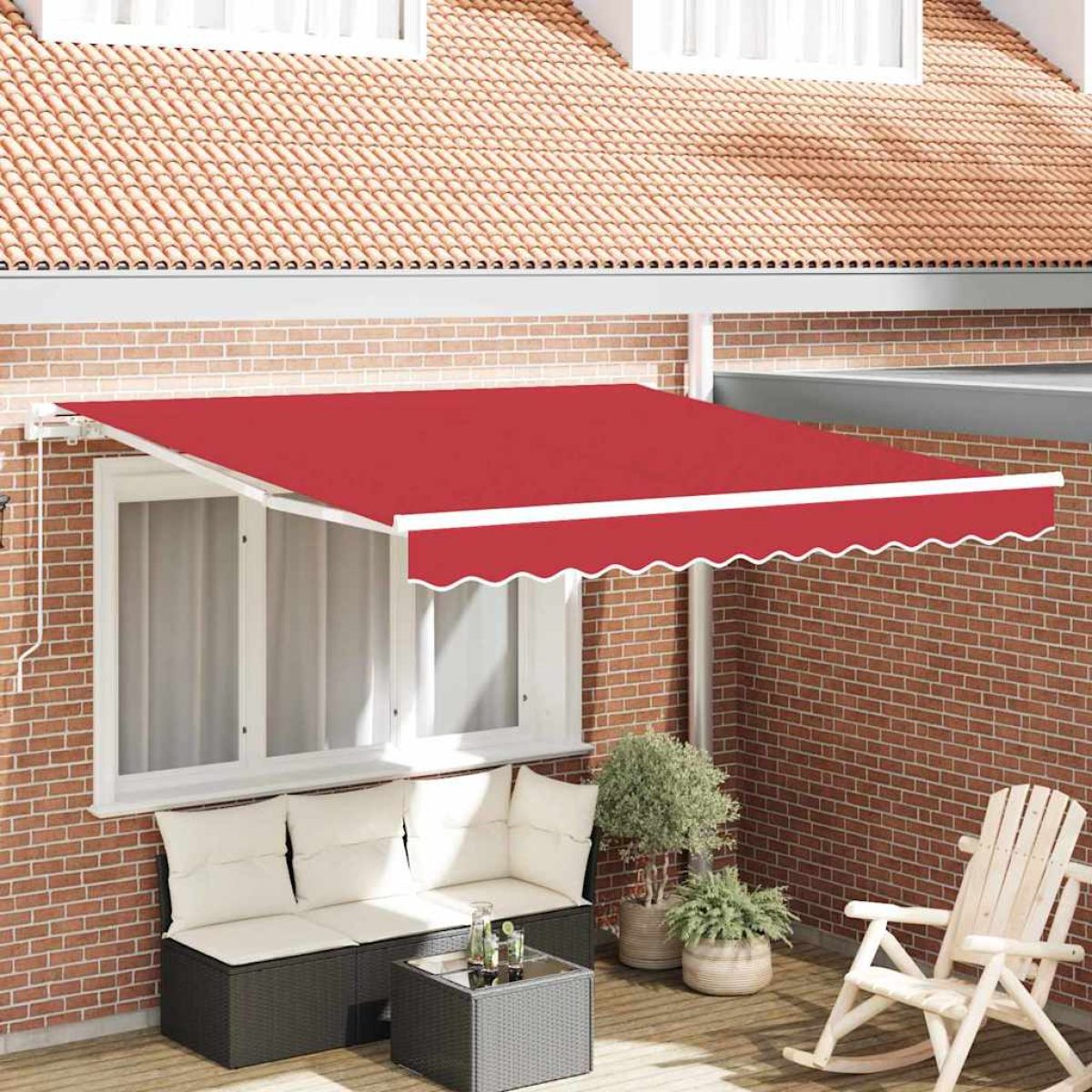 vidaXL Awning Retractable Red 3 x 2.5 m Polyester and metal