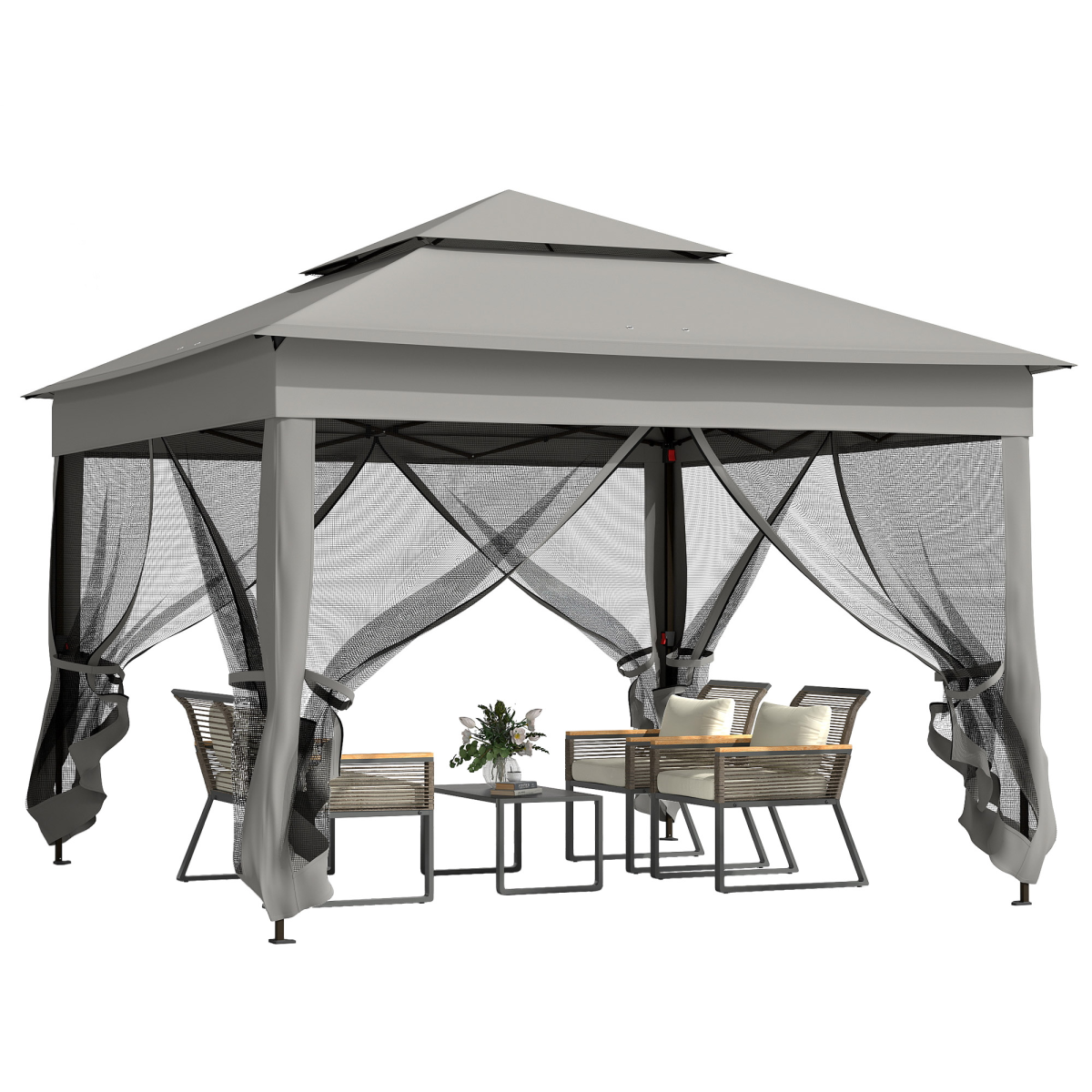Outsunny Garden Folding Tent Heavy Duty Pop Up Gazebo for Party Dark Grey