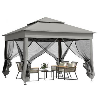 Outsunny Garden Folding Tent Heavy Duty Pop Up Gazebo for Party Dark Grey
