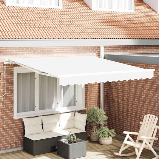 vidaXL Awning Retractable White 3 x 2.5 m Polyester and metal